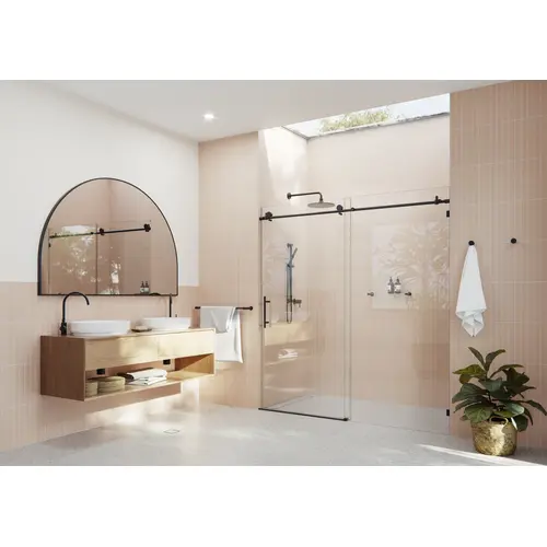 Eclipse 72" x 78" Fully Frameless Glass Sliding Shower Doors Matte Black Eclipse 72" x 78" Fully Frameless Glass Sliding Shower Doors Matte Black