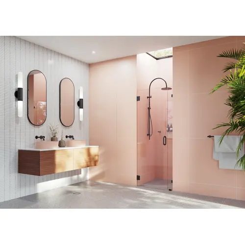 Illume 33.75" x 78" Wall Hinged Fully Frameless Glass Shower Enclosure Matte Black