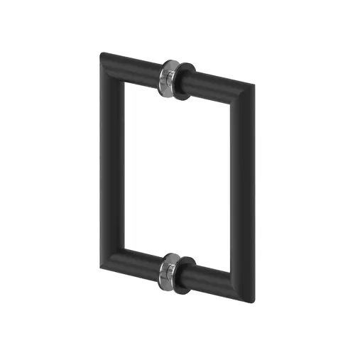 Haumea 6" Center To Center Round Tubing Mitered Corner Back To Back Pull Handle Matte Black Haumea 6" Center To Center Round Tubing Mitered Corner Back To Back Pull Handle Matte Black