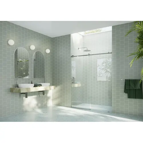 Astro 64" x 78" Fully Frameless Glass Sliding Shower Doors with Square Hardware Chrome Astro 64" x 78" Fully Frameless Glass Sliding Shower Doors with Square Hardware Chrome