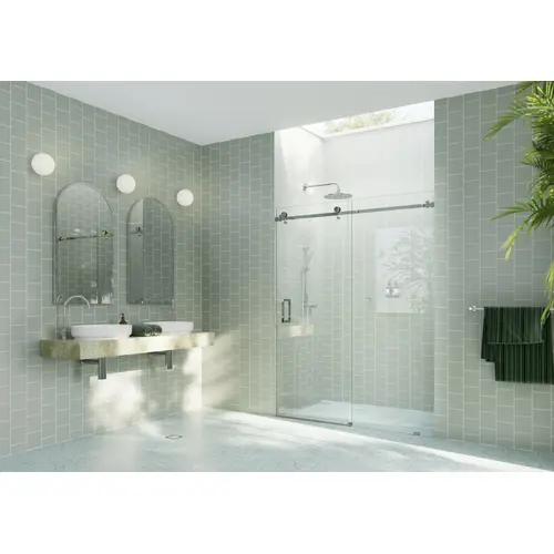 Astro 72" x 78" Fully Frameless Glass Sliding Shower Doors with Square Hardware Chrome