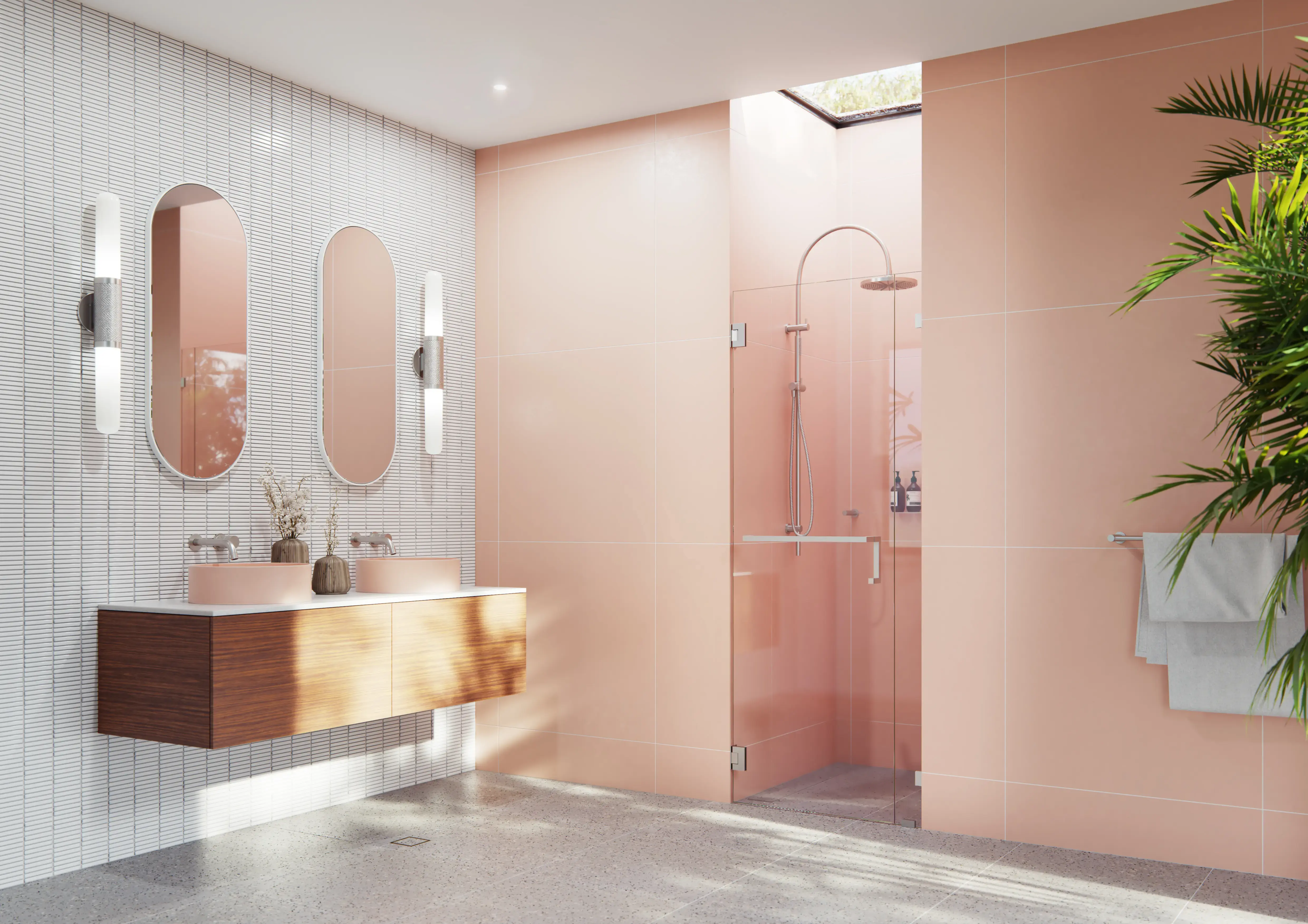 Glass Warehouse Umbra 34.75 x 78 Fully Frameless Wall Hinged Glass Shower Door with Towel Bar and Single Stationary Panel Brushed Nick TBWH-34-75-BN
