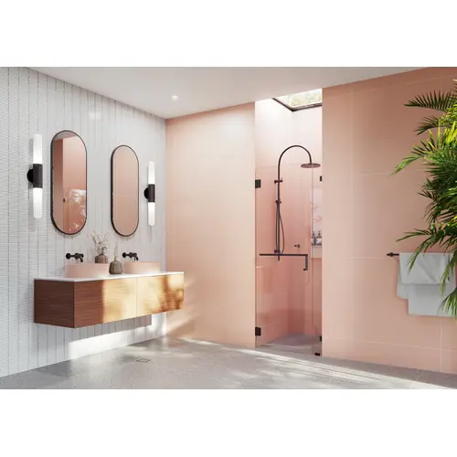 Umbra 32.5" x 78" Fully Frameless Wall Hinged Glass Shower Door with Towel Bar and Single Stationary Panel Oil Rubbed Bronze Umbra 32.5" x 78" Fully Frameless Wall Hinged Glass Shower Door with Towel Bar and Single Stationary Panel Oil Rubbed Bronze