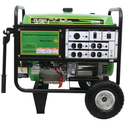 ES5700E Portable Generator, 42.2 A, 120/240 V, 5700 W Output, Octane Gas, 6.5 gal Tank, 10 hr Run Time