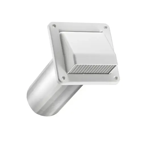 4 In. Fresh Air Intake Vent, White Plastic, 11 In. Tail Pipe 4 In. Fresh Air Intake Vent, White Plastic, 11 In. Tail Pipe