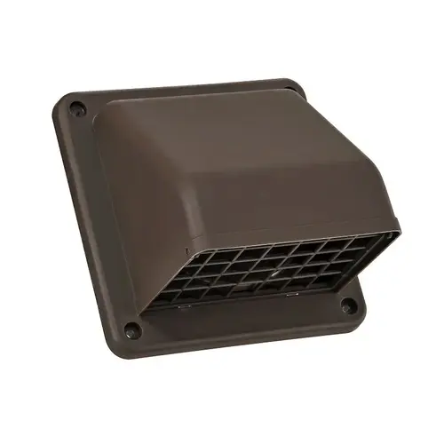 4 In. Exhaust Wall Hood Vent, Brown Plastic