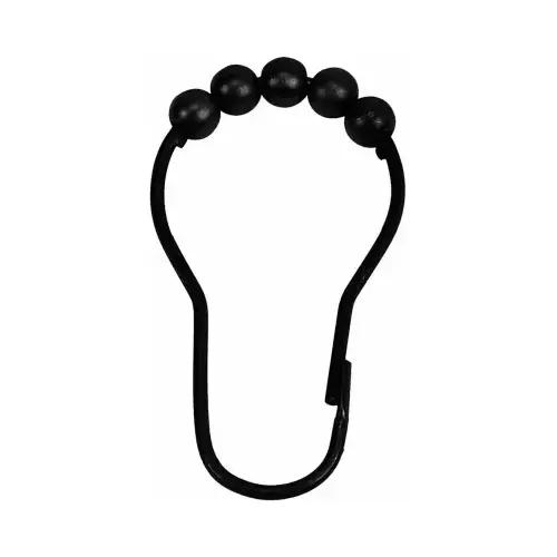 Roller Shower Curtain Hooks, Black - pack of 12