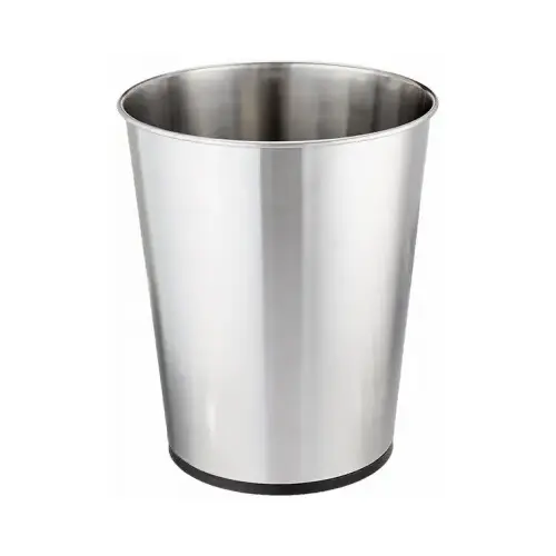 Bathroom Waste Basket, Chrome Stainless Steel
