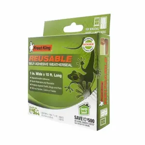 Frost King GS110 Geckskin Reusable Weatherstrip, Self-Adhesive, 1 In. x 10-Ft. White