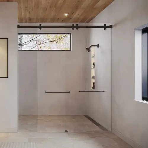 Matte Black Premium Brixen Series Two Door Bypass Sliding Shower Door System with Concealed Hardware