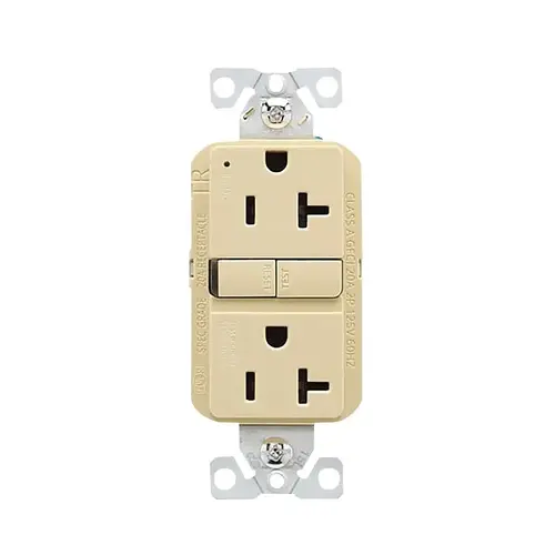 GFCI Receptacle, 20A 125V, Self-Test, Tamper-Resistant, Ivory GFCI Receptacle, 20A 125V, Self-Test, Tamper-Resistant, Ivory