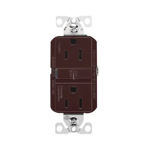 GFCI Self-Test Duplex Receptacle, 15A 125V, Brown GFCI Self-Test Duplex Receptacle, 15A 125V, Brown