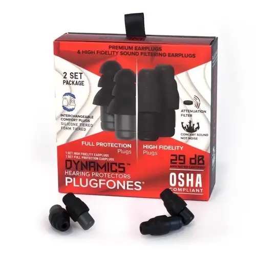 Hearing Protector Dynamics 29 dB Nylon/Silicone/Soft Foam Tri-flange Black/Gray Black/Gray Pair Hearing Protector Dynamics 29 dB Nylon/Silicone/Soft Foam Tri-flange Black/Gray Black/Gray Pair