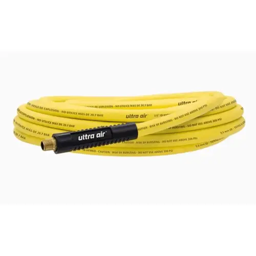 Hybrid Air Hose Ultra Air 25 ft. L X 3/8" D Hybrid Polymer 300 psi Yellow Yellow Hybrid Air Hose Ultra Air 25 ft. L X 3/8" D Hybrid Polymer 300 psi Yellow Yellow