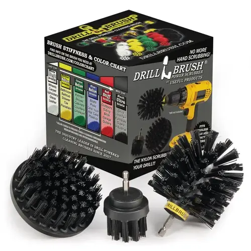 Drill Brush Set 4" W Ultra Bristle Metal Handle Black
