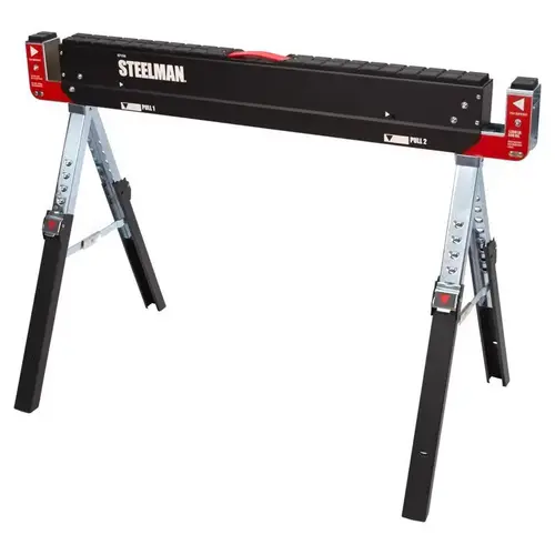 Folding Sawhorse 32" H X 42" W X 24.25" D Adjustable 1300 lb. cap. Powder Coated