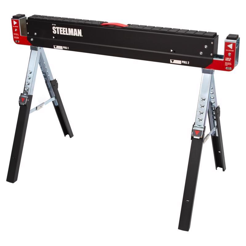 STEELMAN 67104 Folding Sawhorse 32" H X 42" W X 24.25" D Adjustable 1300 lb. cap. Powder Coated
