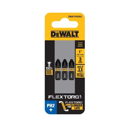 Impact Driver Bit Set FlexTorq Phillips #2 X 1" L Steel Impact Driver Bit Set FlexTorq Phillips #2 X 1" L Steel
