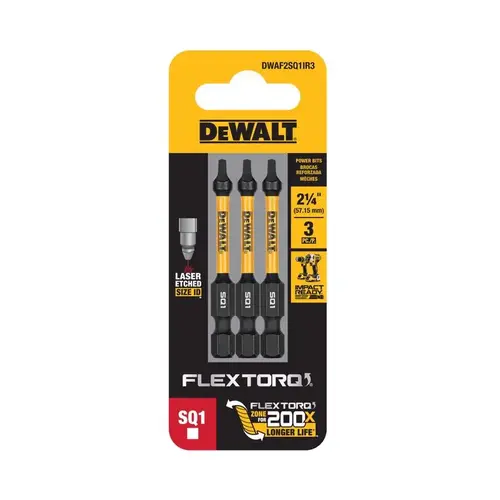 Impact Driver Bit Set FlexTorq Square #1 X 2.25" L Steel Impact Driver Bit Set FlexTorq Square #1 X 2.25" L Steel