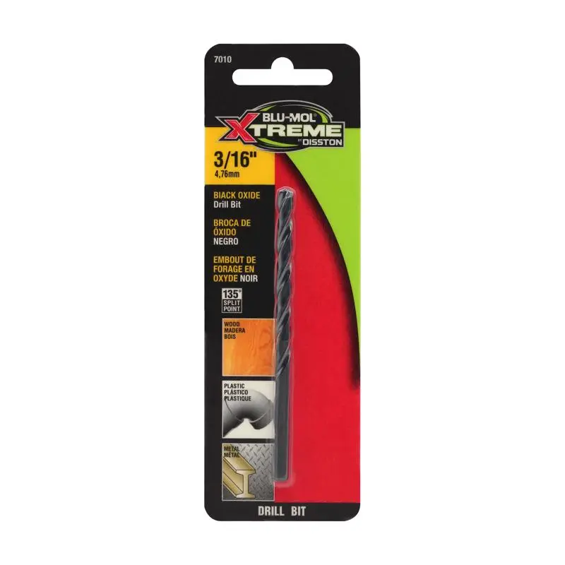 Blu-Mol Xtreme Drill Bit 3/16 High Speed Steel Black Oxide E0217010 Blu-Mol Xtreme Drill Bit 3/16 High Speed Steel Black Oxide E0217010