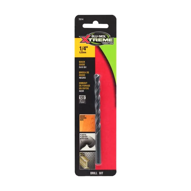 Blu-Mol Xtreme Drill Bit 1/4 High Speed Steel Black Oxide E0217014 Blu-Mol Xtreme Drill Bit 1/4 High Speed Steel Black Oxide E0217014