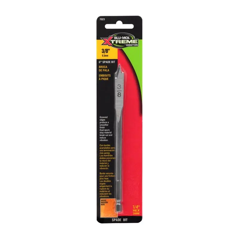 Blu-Mol Xtreme Spade Bit 3/8 X 6 L Carbon Steel Hex Shank Bright E0217023 Blu-Mol Xtreme Spade Bit 3/8 X 6 L Carbon Steel Hex Shank Bright E0217023