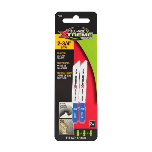 Jig Saw Blade 2-3/4" Bi-Metal Universal 21 TPI Jig Saw Blade 2-3/4" Bi-Metal Universal 21 TPI