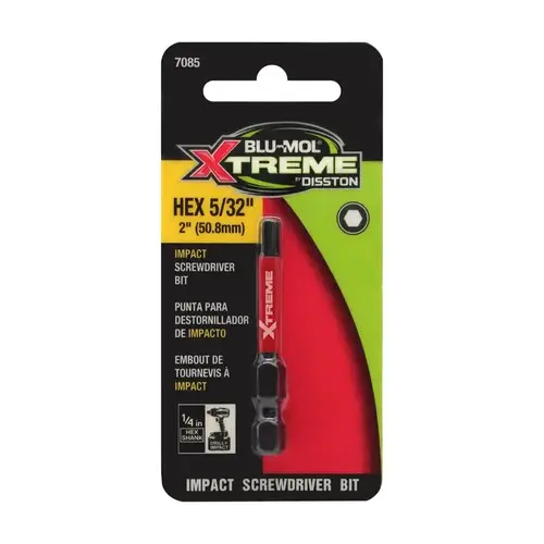 Screwdriver Bit Hex 5/32" X 2" L S2 Tool Steel Screwdriver Bit Hex 5/32" X 2" L S2 Tool Steel
