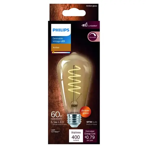 LED Bulb ST19 E26 (Medium) Amber 60 Watt Equivalence LED Bulb ST19 E26 (Medium) Amber 60 Watt Equivalence