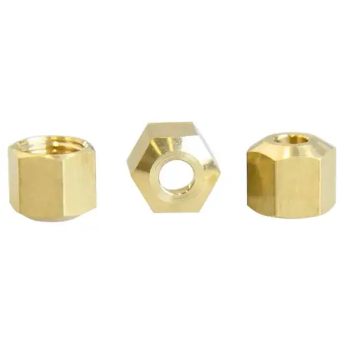 Nut 3/16" Compression X 3/16" D Compression Brass Nut 3/16" Compression X 3/16" D Compression Brass