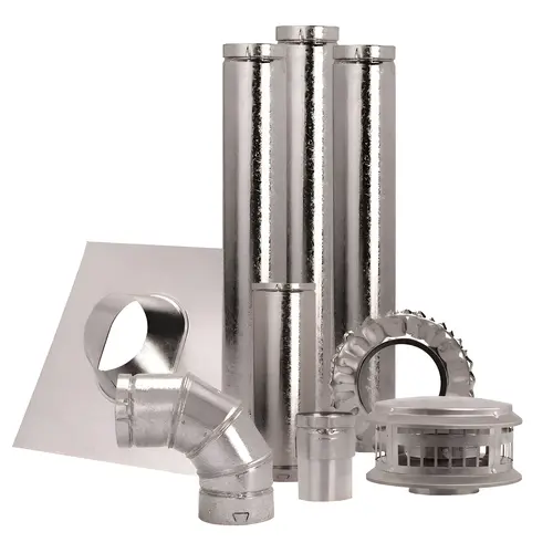 Vent Pipe Kit 4" D X 84" L Aluminum/Galvanized Steel Silver