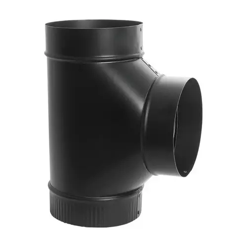 Assembled Tee, 6 in, 24 ga Thick Wall, Steel, Black, Matte Assembled Tee, 6 in, 24 ga Thick Wall, Steel, Black, Matte