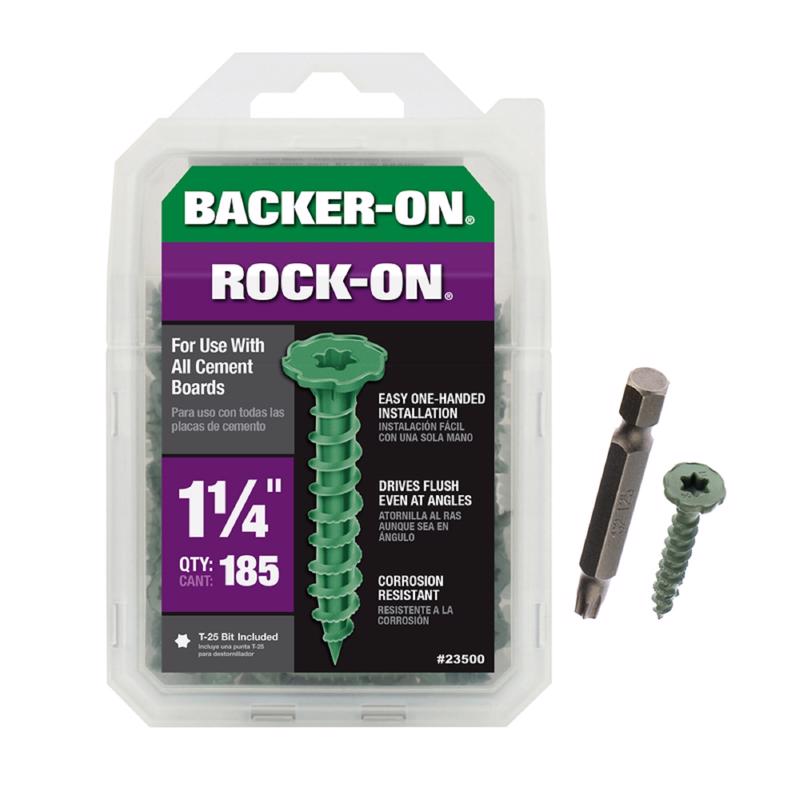 Backer-On 23500 Cement Board Screws Rock-On No. 9 X 1-1/4" L Star Flat Head Zinc-Plated