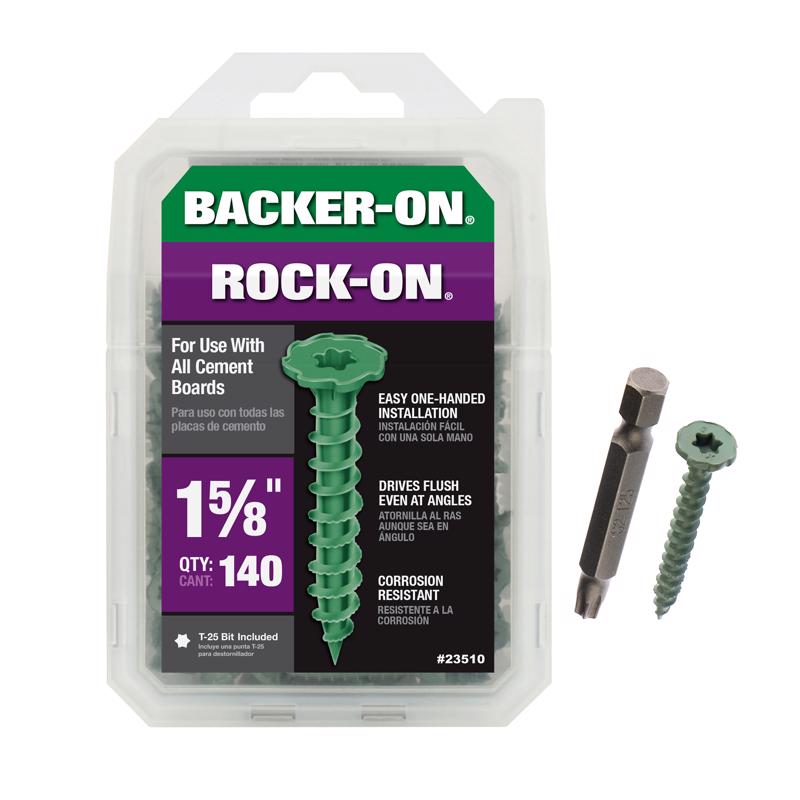 Backer-On 23510 Cement Board Screws Rock-On No. 9 X 1-5/8" L Star Flat Head Zinc-Plated