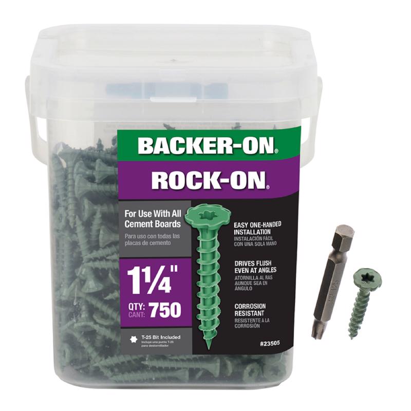 Backer-On 23505 Cement Board Screws Rock-On No. 9 X 1-1/4" L Star Flat Head Zinc-Plated