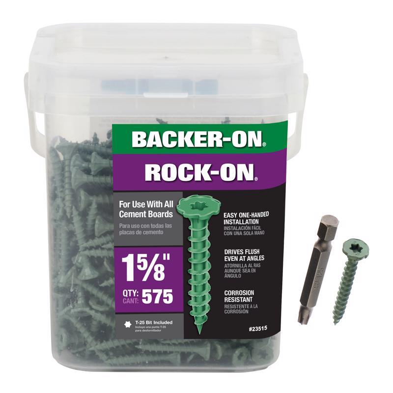 Backer-On 23515 Cement Board Screws Rock-On No. 9 X 1-5/8" L Star Flat Head Zinc-Plated