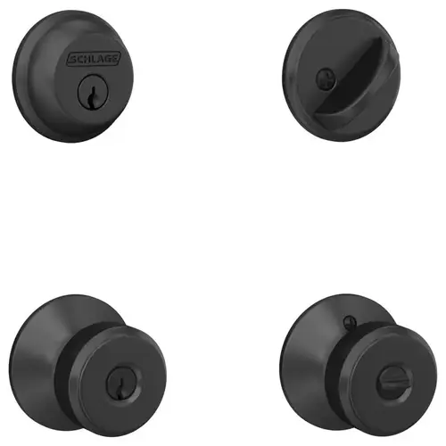 Entry Knob and Single Cylinder Deadbolt Bowery Matte Black Steel Matte Black Entry Knob and Single Cylinder Deadbolt Bowery Matte Black Steel Matte Black
