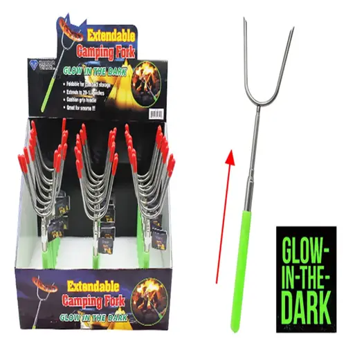 Extendable Camping Fork Glow in the Dark Green/Silver
