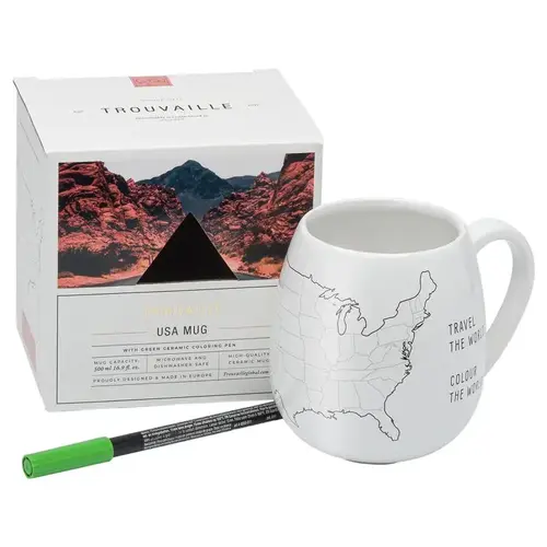 Mug 16.9 oz USA Map White BPA Free White Mug 16.9 oz USA Map White BPA Free White