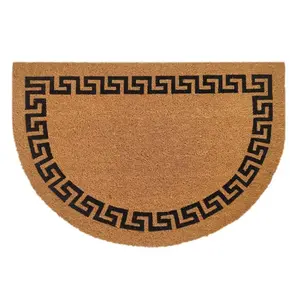 First Concept FC-72019 Door Mat 36" L X 24" W Black/Brown Greek Key Coir Black/Brown