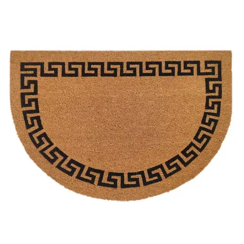 Door Mat 36" L X 24" W Black/Brown Greek Key Coir Black/Brown