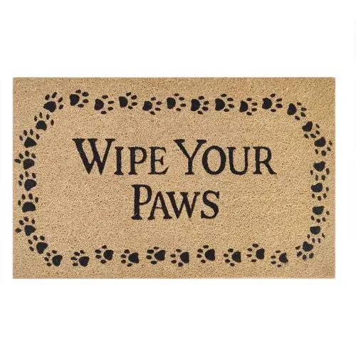 Door Mat 30" L X 18" W Black/Brown Wipe Your Paws Coir Black/Brown
