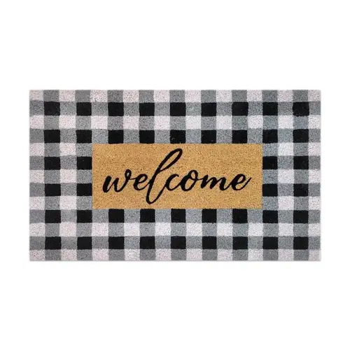 Door Mat 30" L X 18" W Black/White Checkers Welcome Coir Black/White Door Mat 30" L X 18" W Black/White Checkers Welcome Coir Black/White