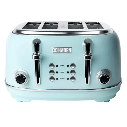 Toaster Heritage Stainless Steel Turquoise 4 slot 7.5" H X 12.5" W X 11.5" D Semi-Gloss Toaster Heritage Stainless Steel Turquoise 4 slot 7.5" H X 12.5" W X 11.5" D Semi-Gloss