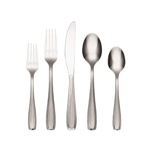 Flatware Set Waylen Sand Silver Stainless Steel Casual Frosted Sand Flatware Set Waylen Sand Silver Stainless Steel Casual Frosted Sand