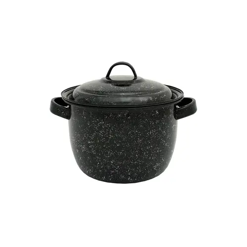 Pot With Lid Porcelain Enamel 8.6" 4 qt Black Black Pot With Lid Porcelain Enamel 8.6" 4 qt Black Black