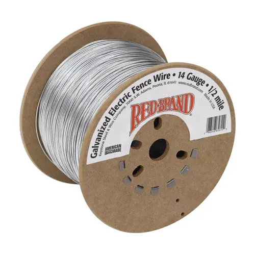 Electric Fence Wire, 14 ga Wire, Steel Conductor, 1/2 mile L Silver