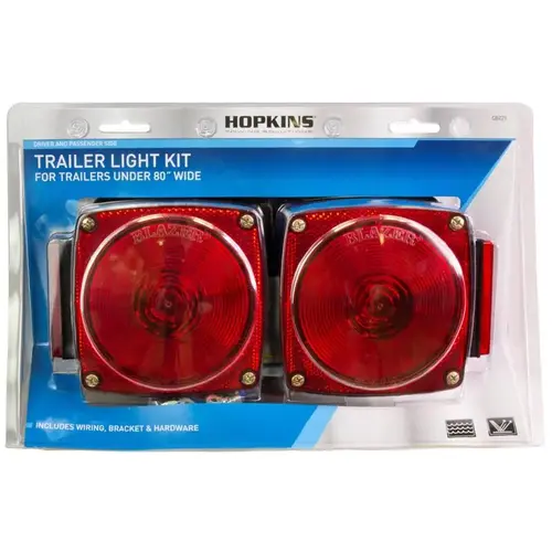 LED Light Kit Trailer Red Square Stop/Tail/Turn Red