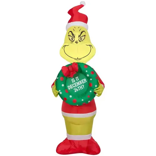 Inflatable Airblown LED Grinch Holding Wreath 4 ft. Inflatable Airblown LED Grinch Holding Wreath 4 ft.