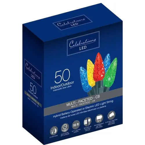 Christmas Lights LED C6 Multicolored 50 ct String 16 ft. Christmas Lights LED C6 Multicolored 50 ct String 16 ft.